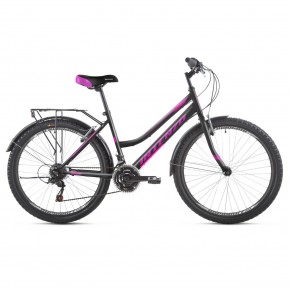 Велосипед 26" Intenzo Costa V-brake 2024 16" чорний/фіолетовий (INT-510M17-BLK-PURPLE-S-24 Фото №1